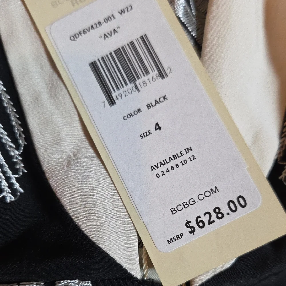 BCBG Black Dress with Silver Leaf Design - Picture 12 of 12